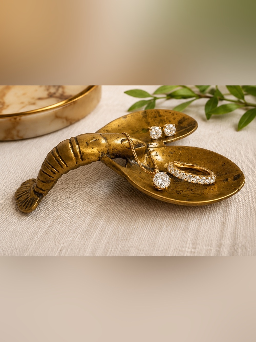 Vintage Coastal Brass Lobster Dish.